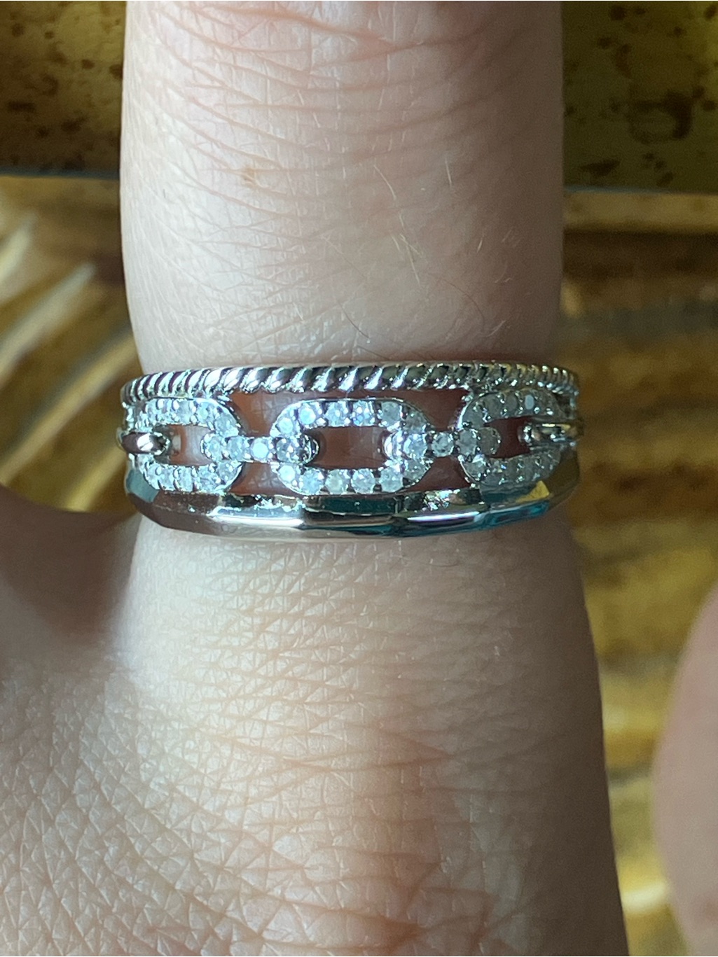 Natural White Diamond Sterling Silver Ring Size 8